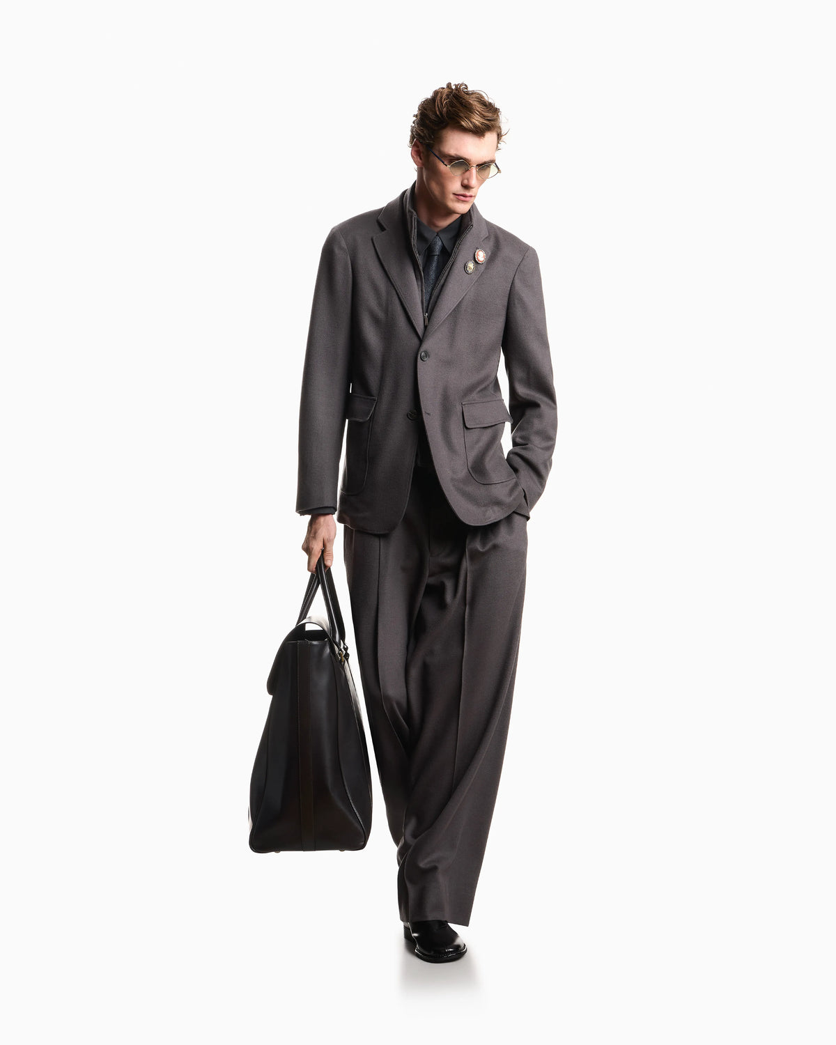 Virgin wool and cashmere blazer with a zip-up inner layer