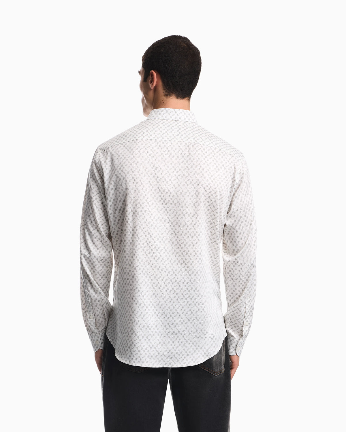 Shirt in allover print cotton satin with regular fit