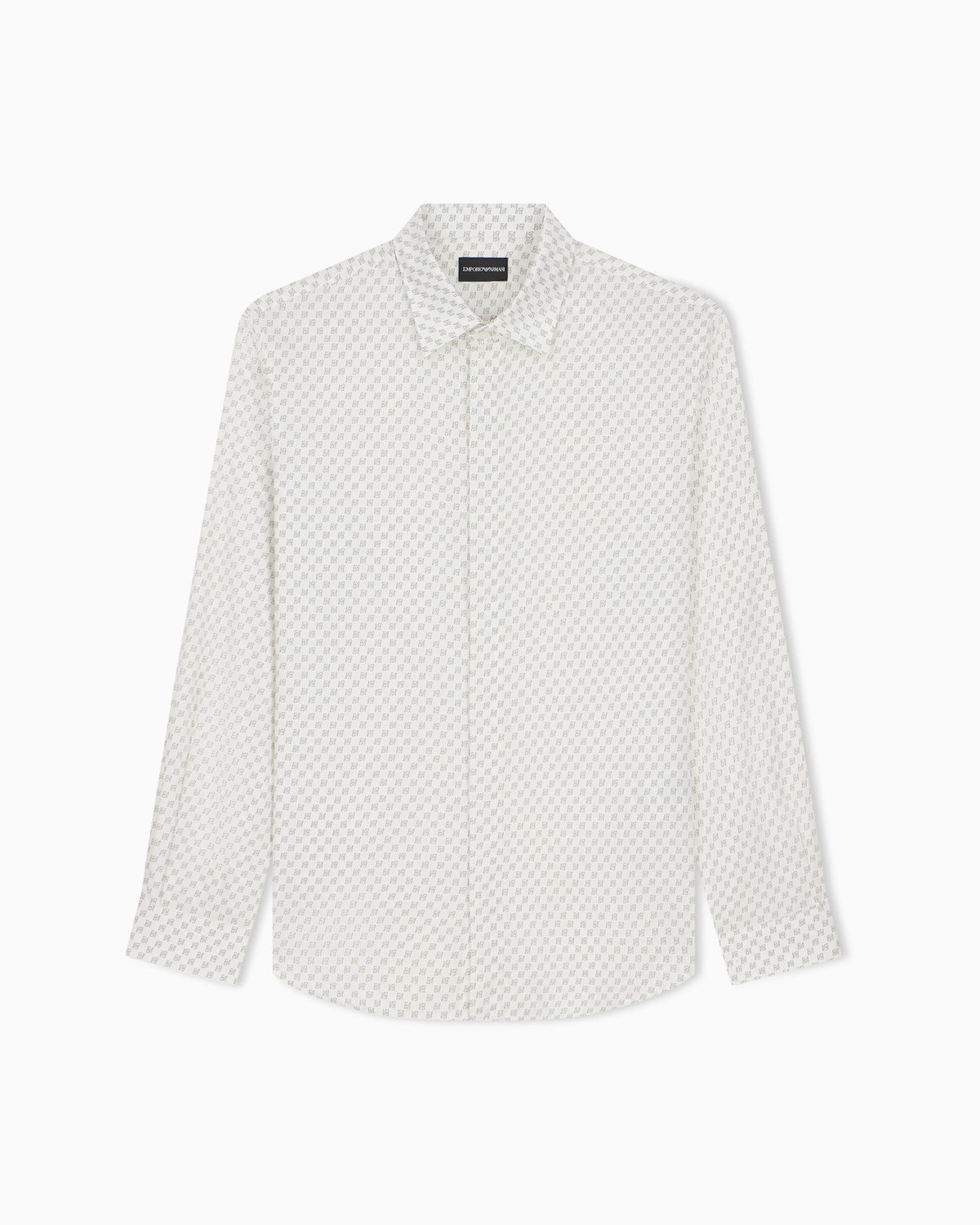 Shirt in allover print cotton satin with regular fit