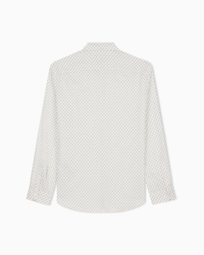 Shirt in allover print cotton satin with regular fit