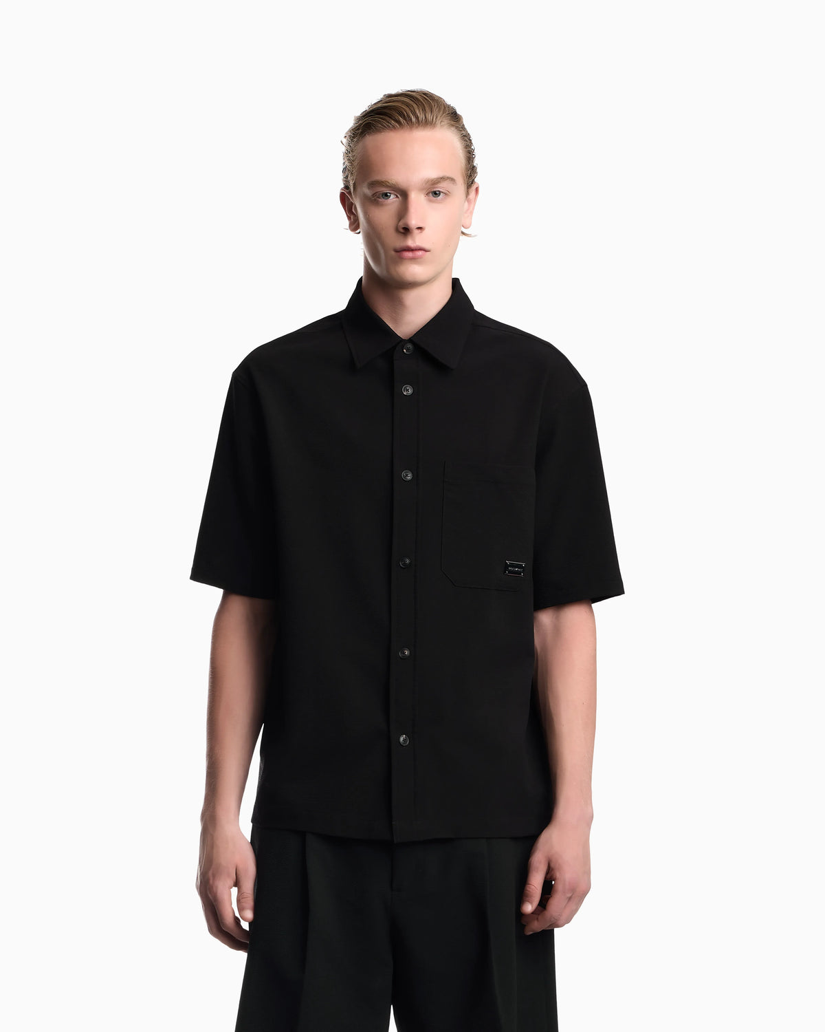 Seersucker shirt with down padding and rib details