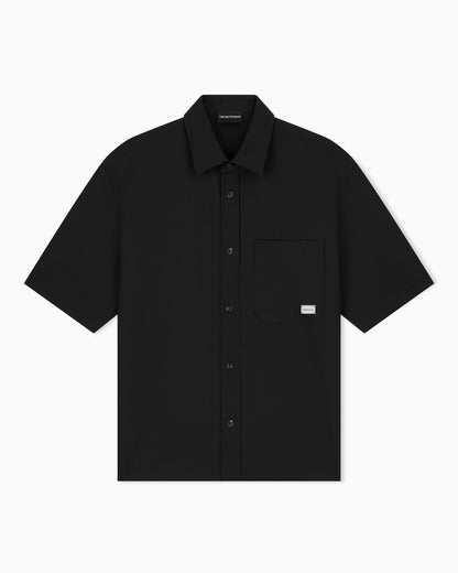 Seersucker shirt with down padding and rib details