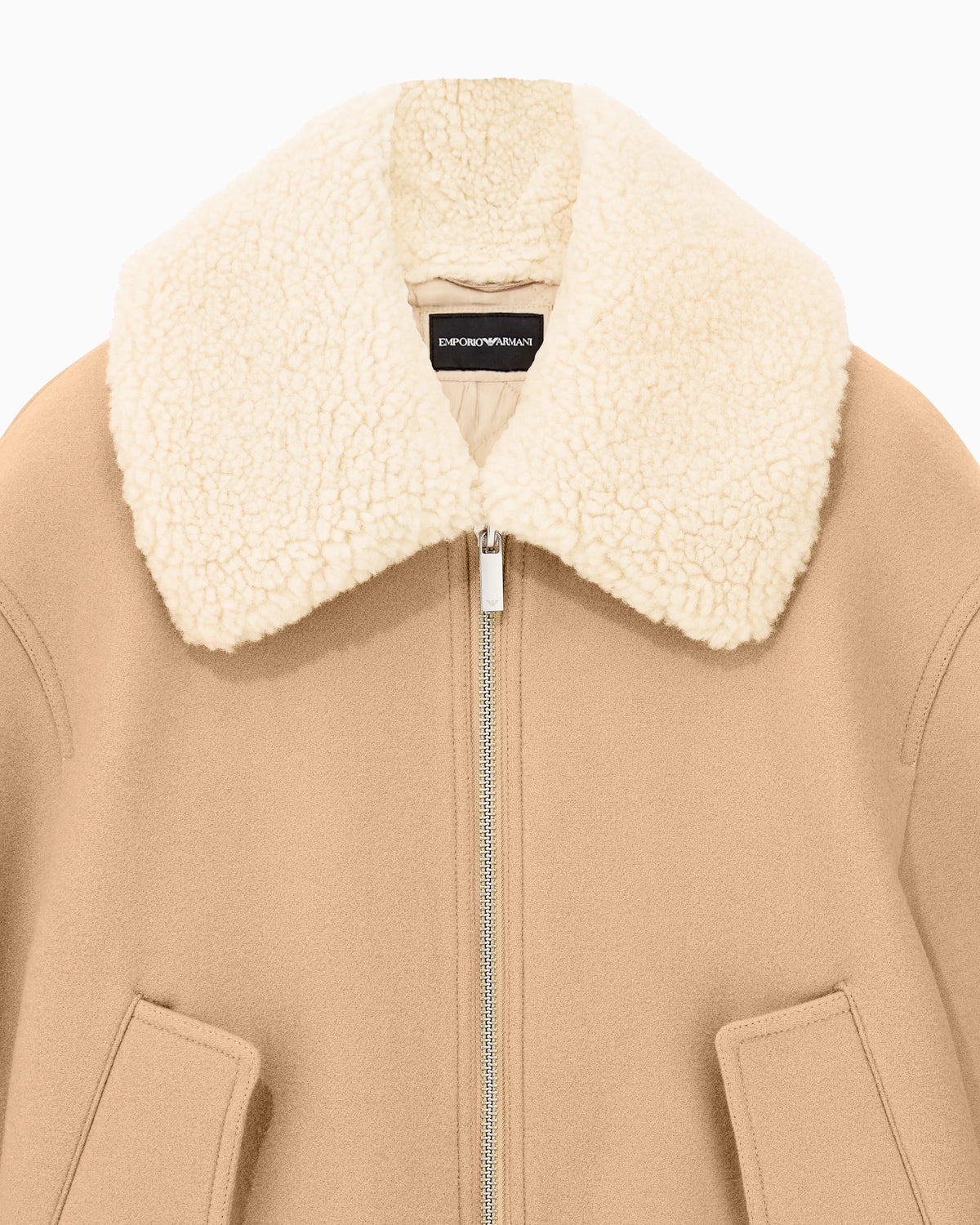 Blouson jacket in virgin wool with a shearling collar
