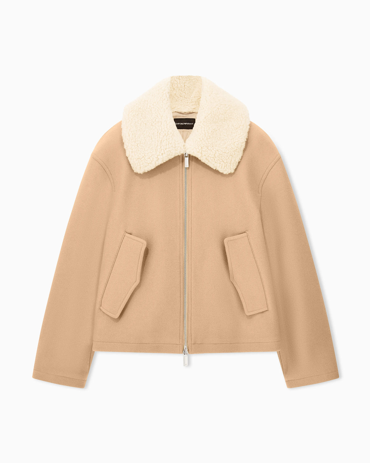 Blouson jacket in virgin wool with a shearling collar