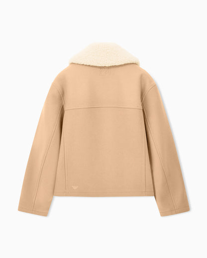 Blouson jacket in virgin wool with a shearling collar
