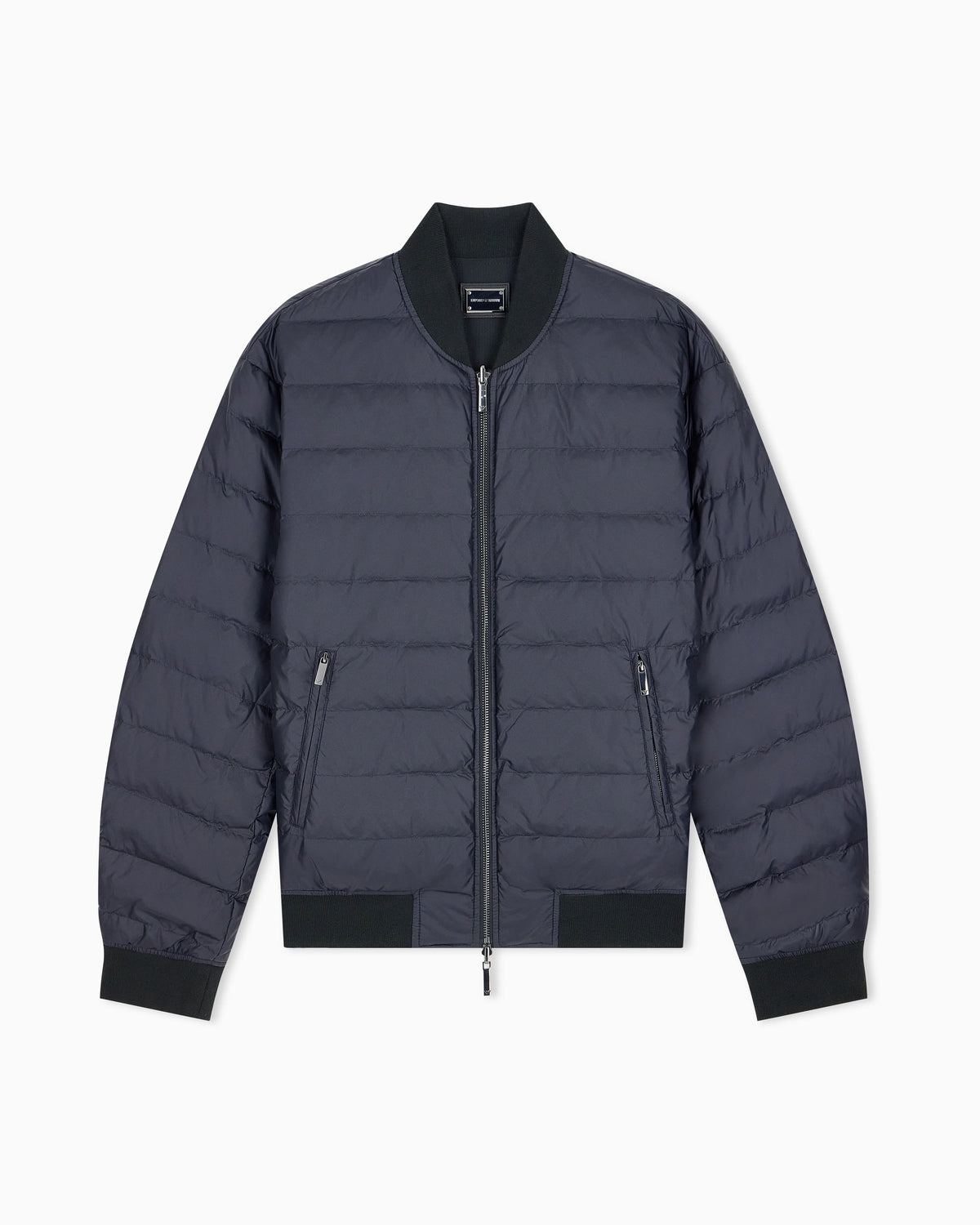 Down jacket in seersucker with regular fit and rib details
