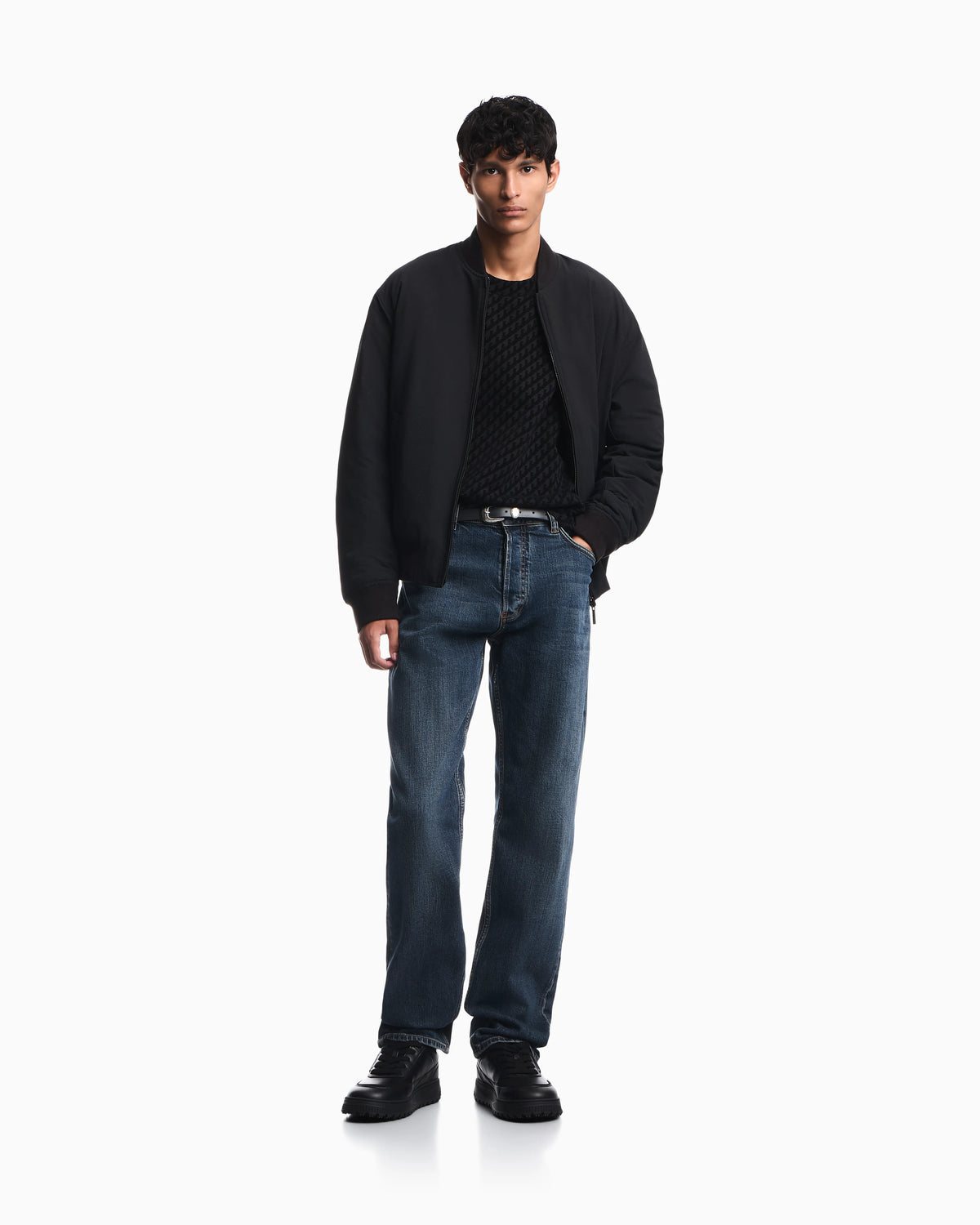 Down jacket in seersucker with regular fit and rib details