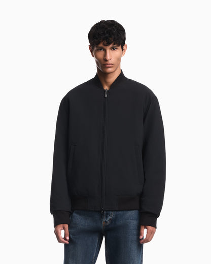 Down jacket in seersucker with regular fit and rib details