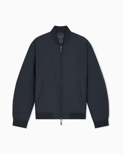 Down jacket in seersucker with regular fit and rib details