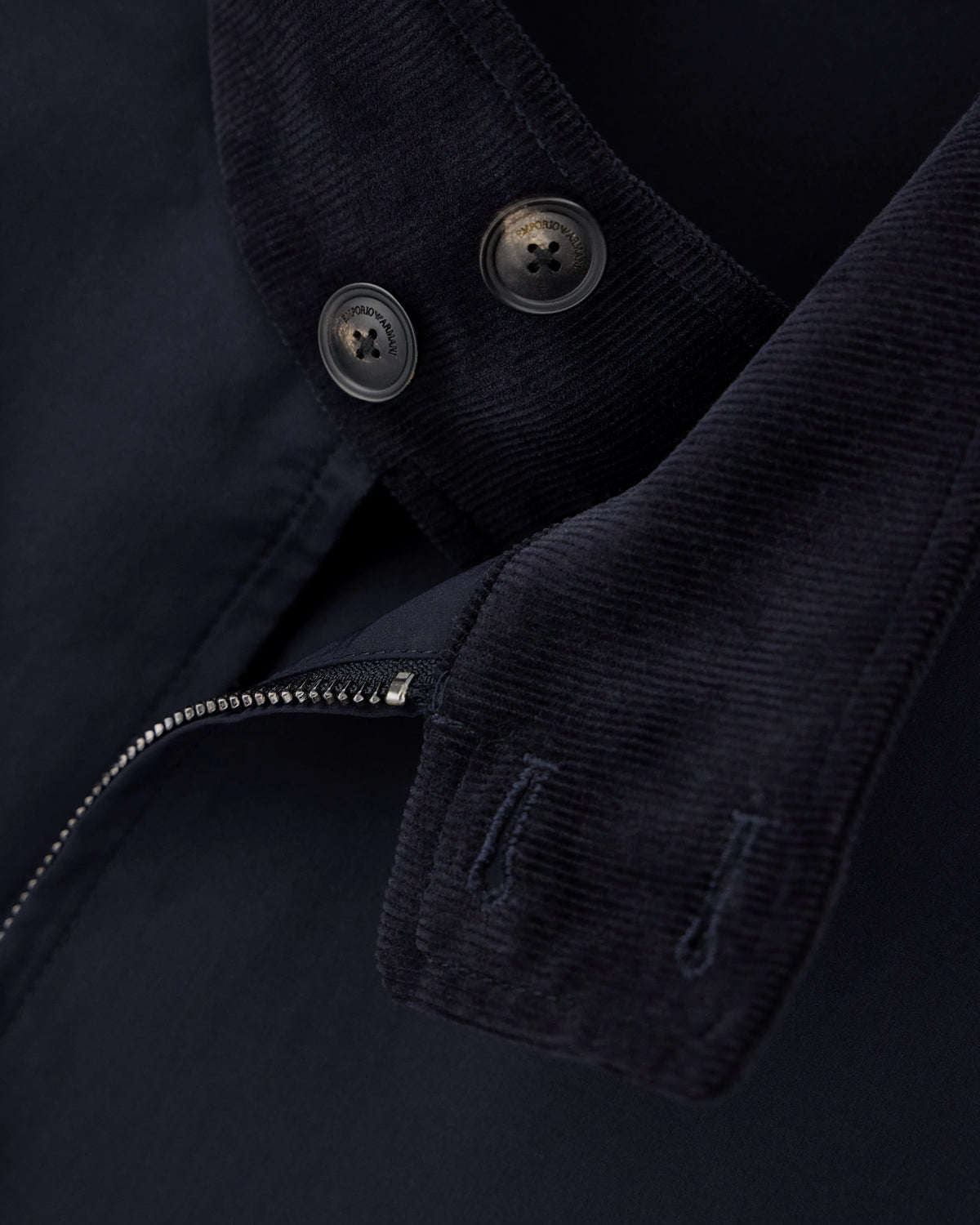 Blouson jacket with high collar and angled flap pockets