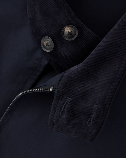 Blouson jacket with high collar and angled flap pockets