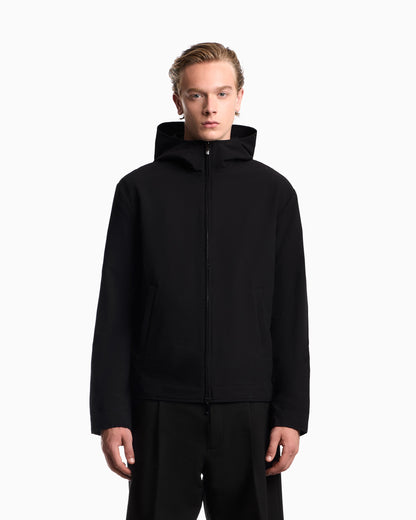 Blouson jacket seersucker with down and feather padding