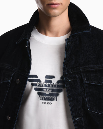 Lyocell blend jersey T-shirt with graffiti eagle logo print