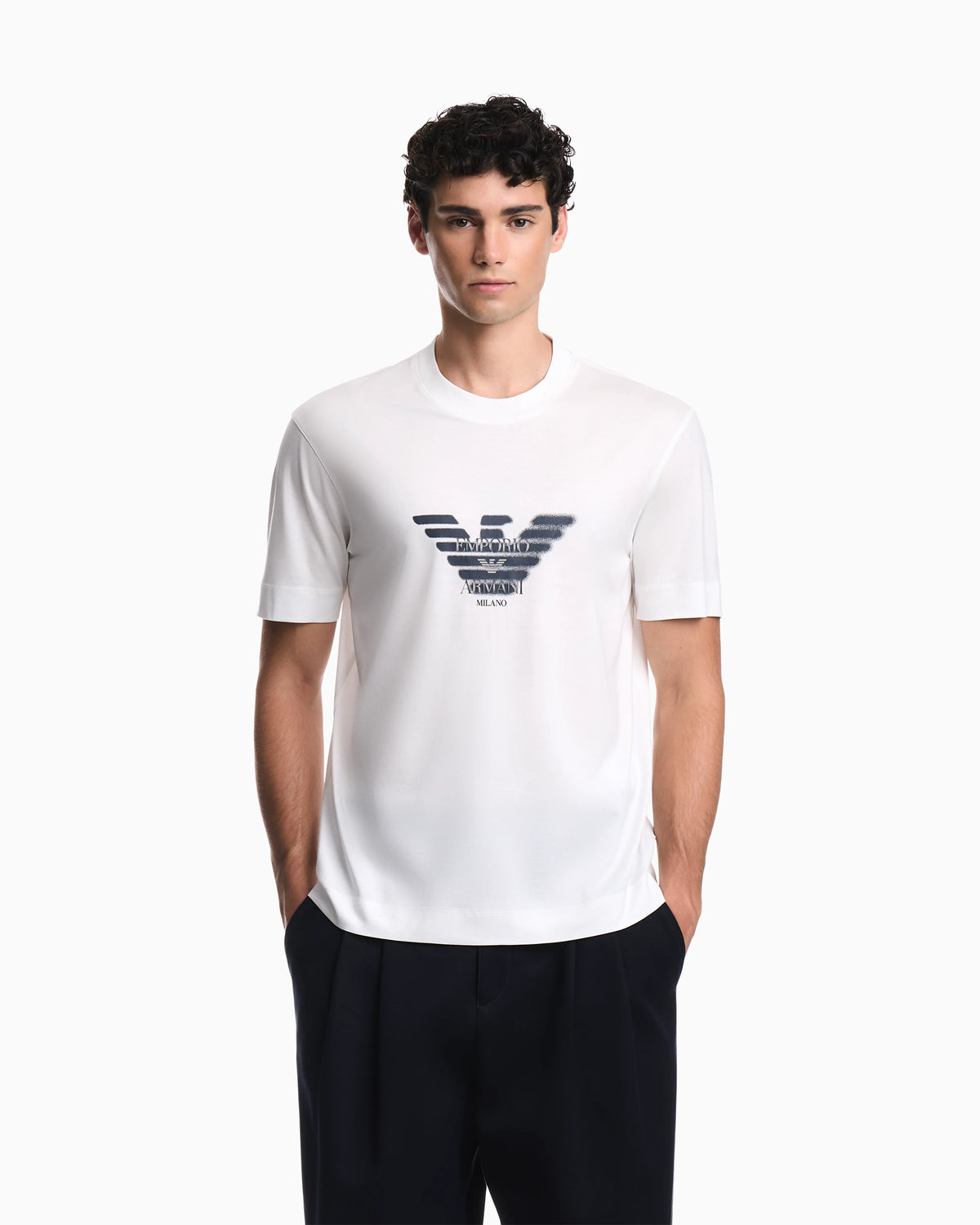 Lyocell blend jersey T-shirt with graffiti eagle logo print