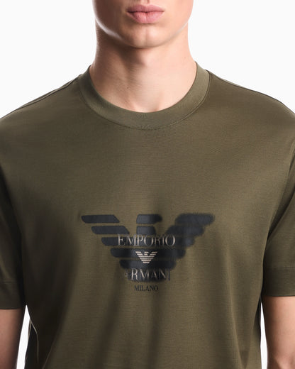 Lyocell blend jersey T-shirt with graffiti eagle logo print