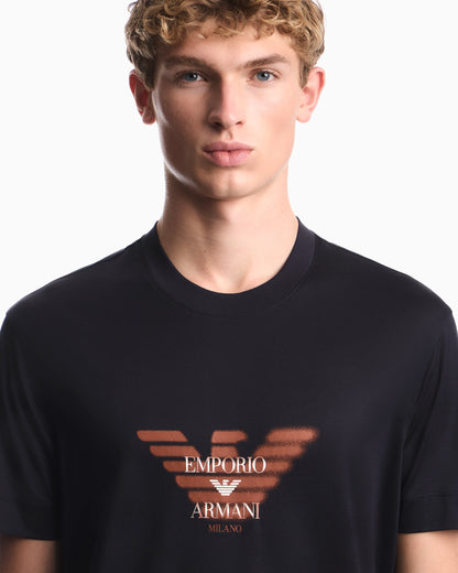 Lyocell blend jersey T-shirt with graffiti eagle logo print