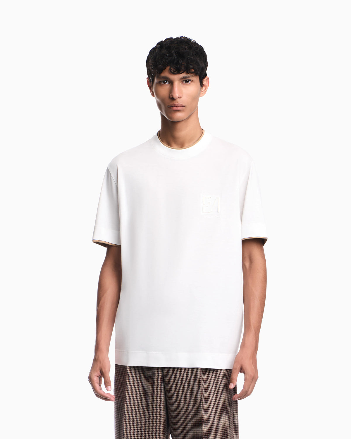 T-shirt in lyocell blend jersey with embossed ea logo