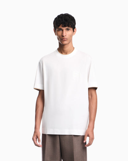 T-shirt in lyocell blend jersey with embossed ea logo