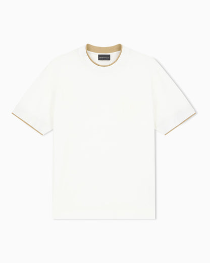 T-shirt in lyocell blend jersey with embossed ea logo