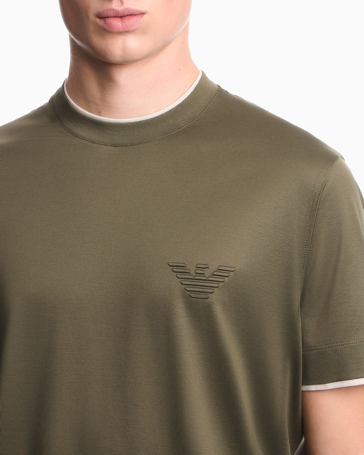 T-shirt in lyocell blend jersey with embossed ea logo