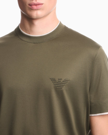 T-shirt in lyocell blend jersey with embossed ea logo