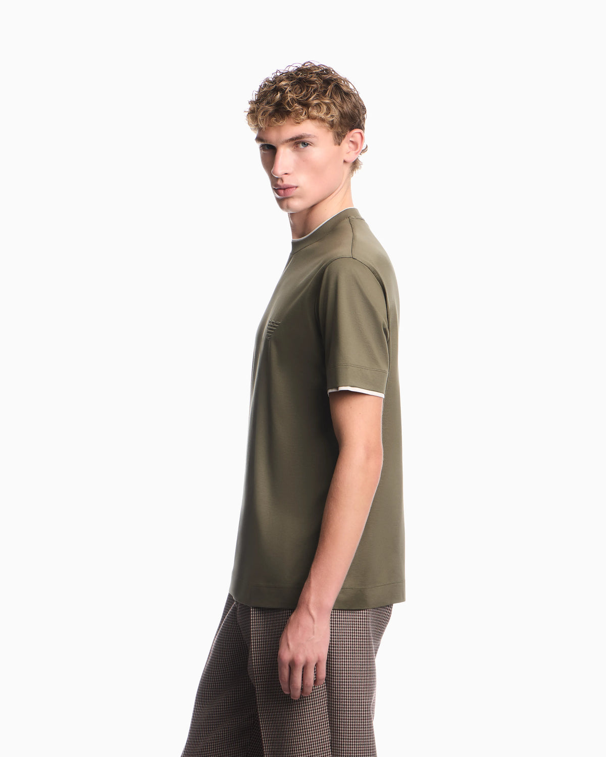 T-shirt in lyocell blend jersey with embossed ea logo
