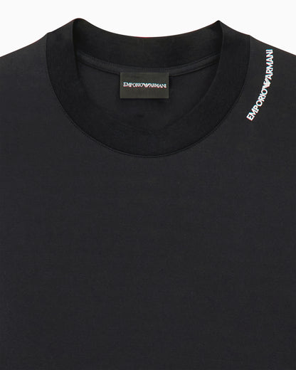 Modal jersey shirt with embroidered logo on neckline