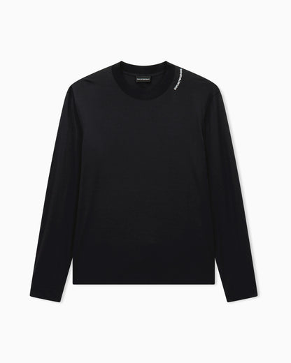 Modal jersey shirt with embroidered logo on neckline