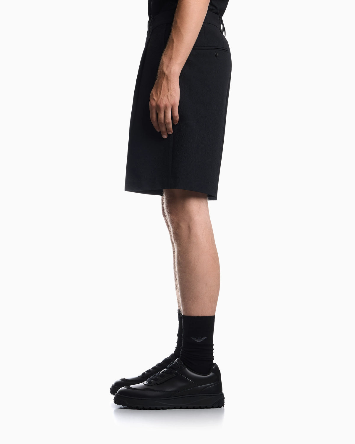 Bermuda shorts in seersucker with down and feather padding