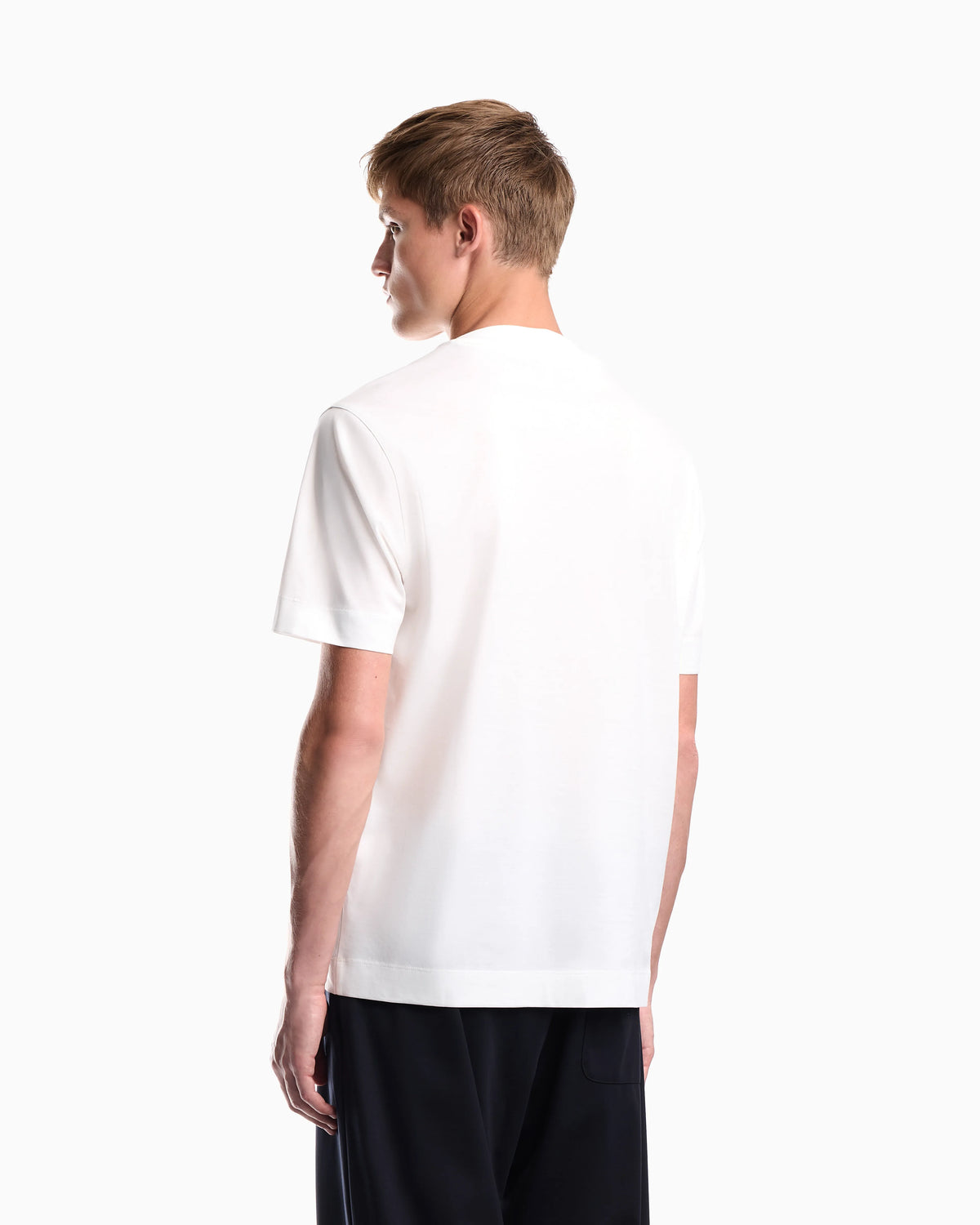 Jersey T-shirt with micro eagle embroidery