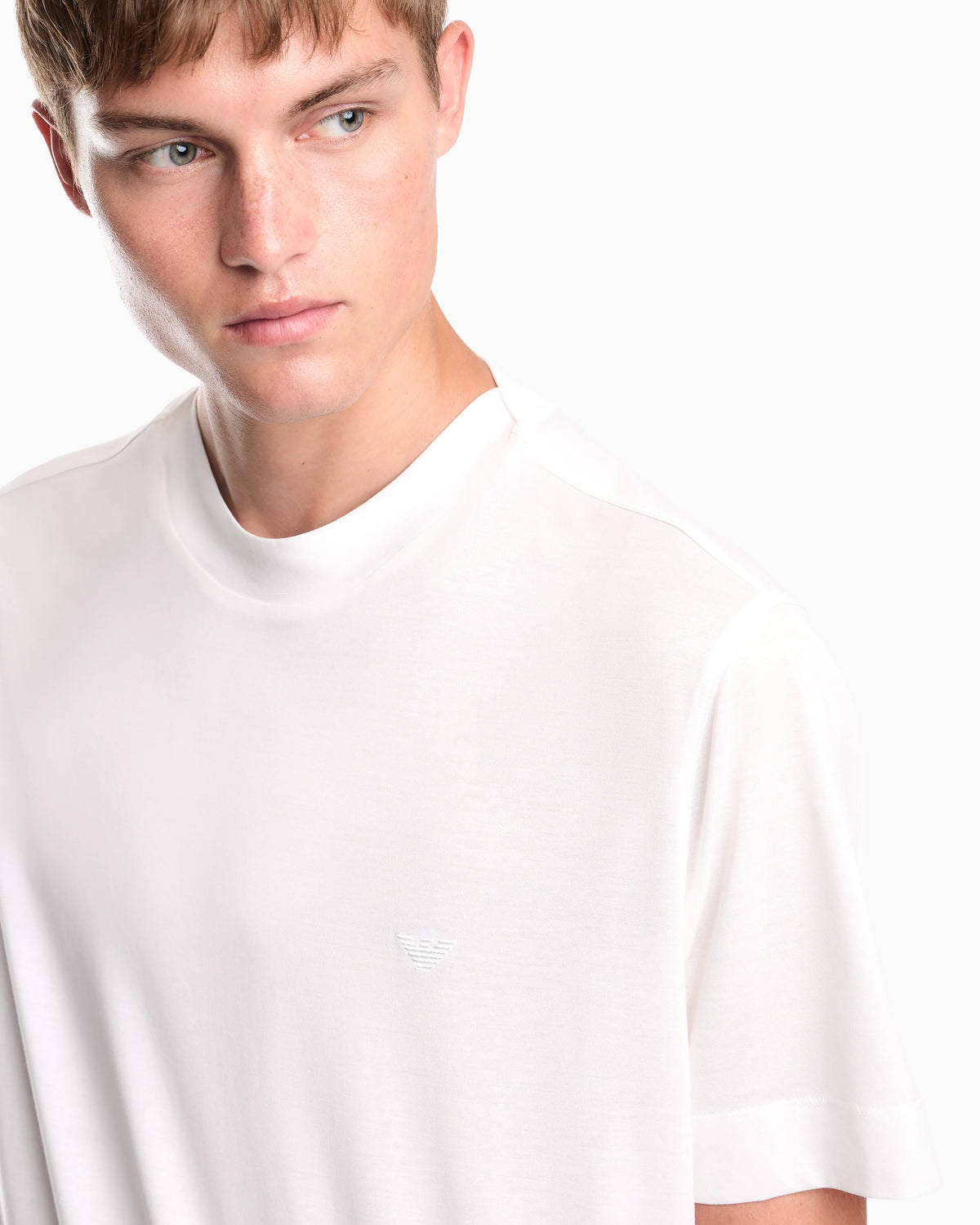 Jersey T-shirt with micro eagle embroidery