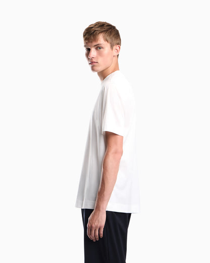 Jersey T-shirt with micro eagle embroidery