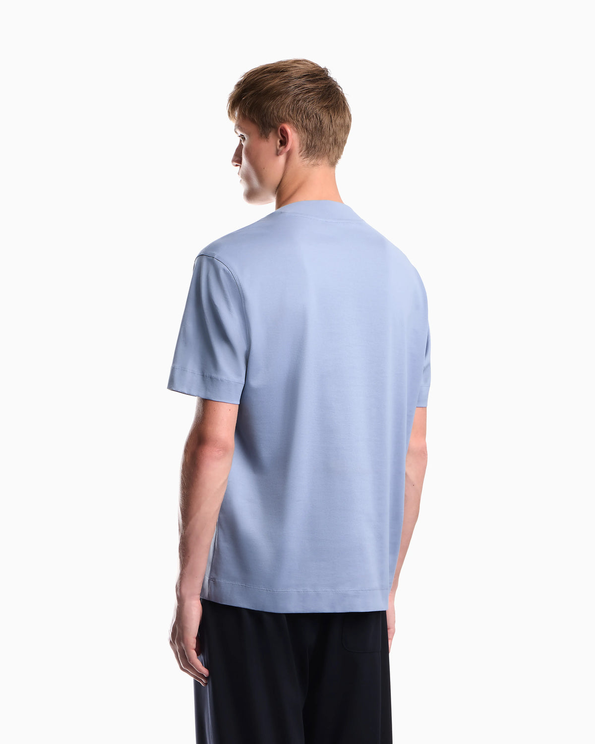 Jersey T-shirt with micro eagle embroidery