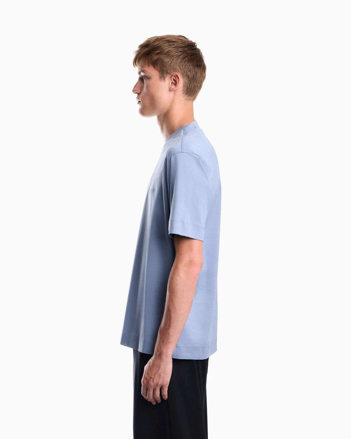 Jersey T-shirt with micro eagle embroidery
