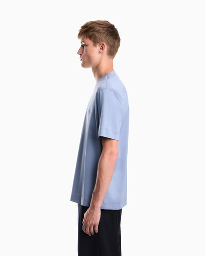 Jersey T-shirt with micro eagle embroidery