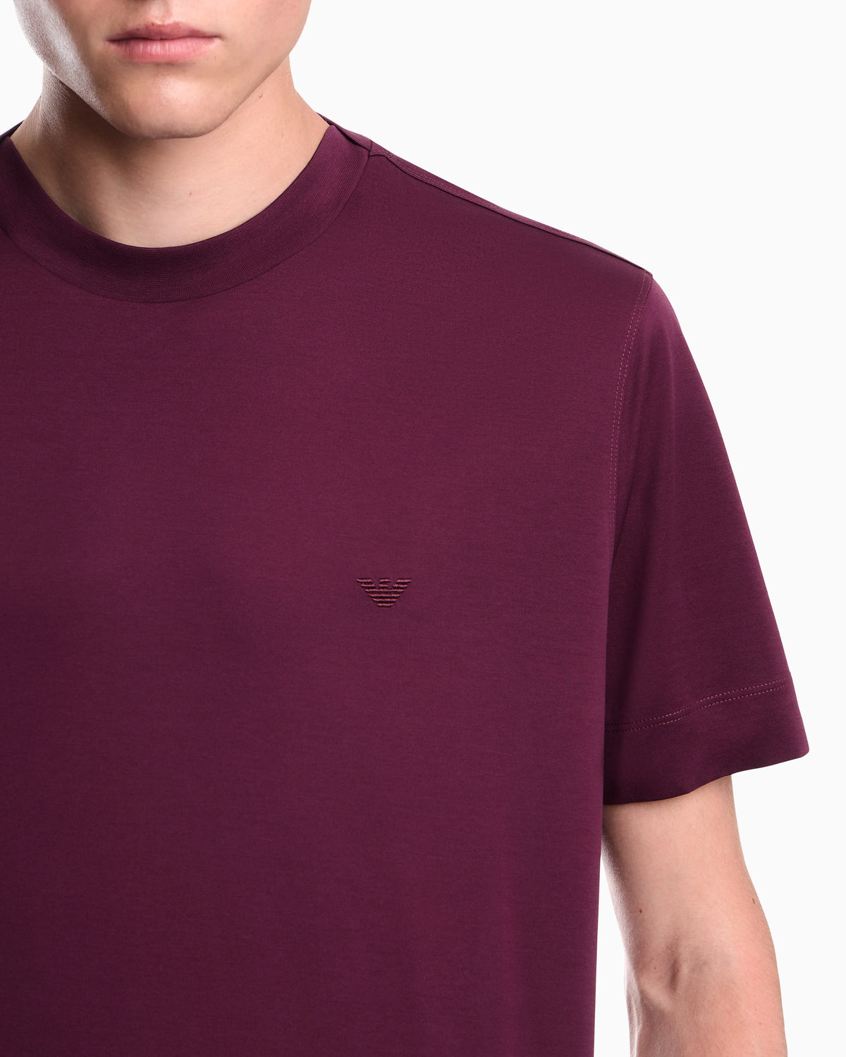 Jersey T-shirt with micro eagle embroidery