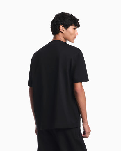 Jersey T-shirt with micro eagle embroidery