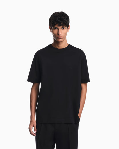 Jersey T-shirt with micro eagle embroidery
