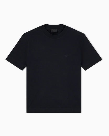 Jersey T-shirt with micro eagle embroidery