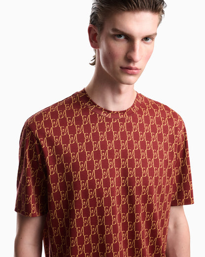Jersey T-shirt in lyocell blend with all-over logo print