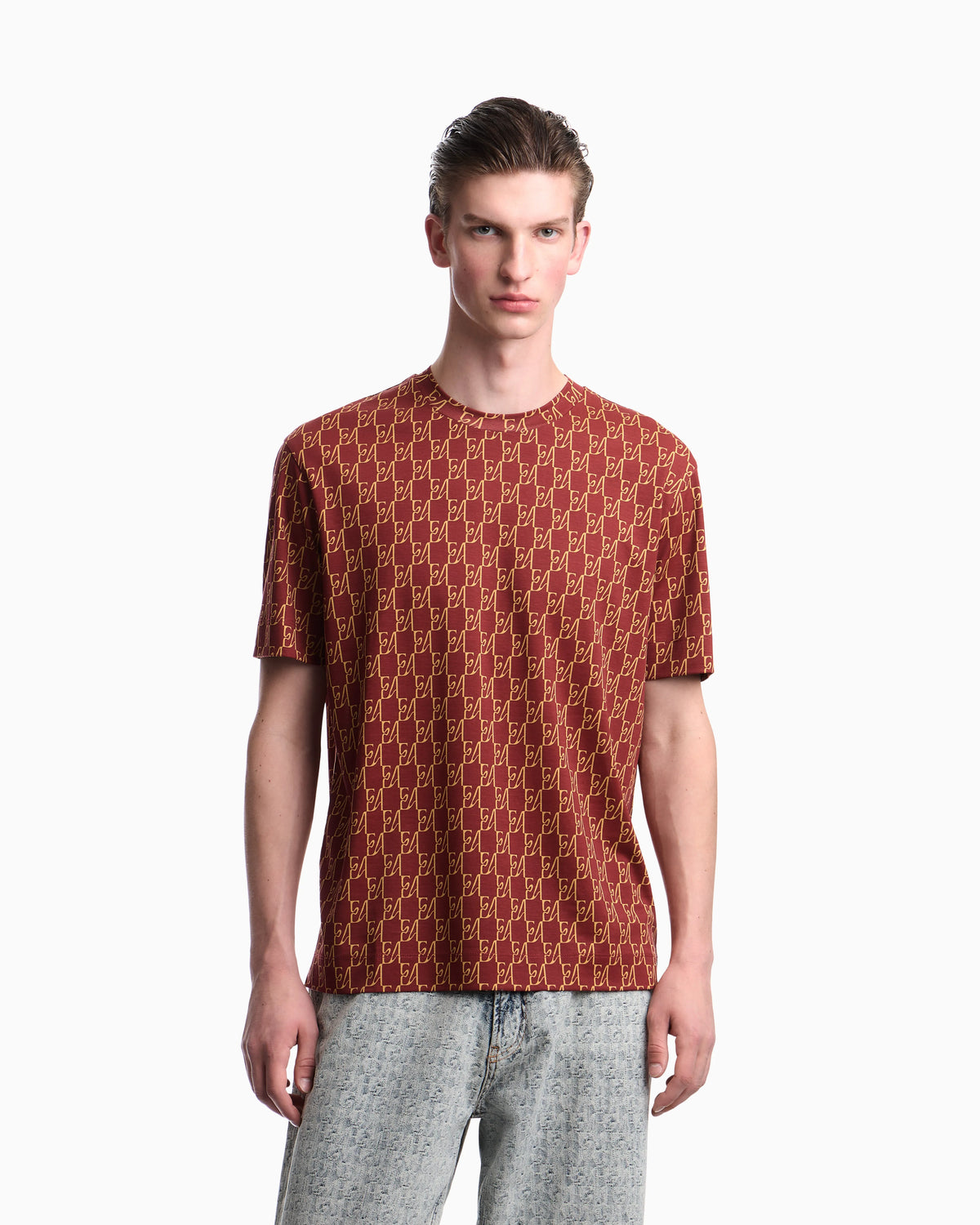 Jersey T-shirt in lyocell blend with all-over logo print