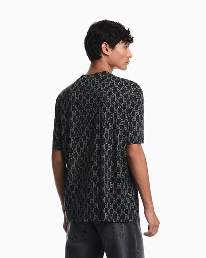 Jersey T-shirt in lyocell blend with all-over logo print