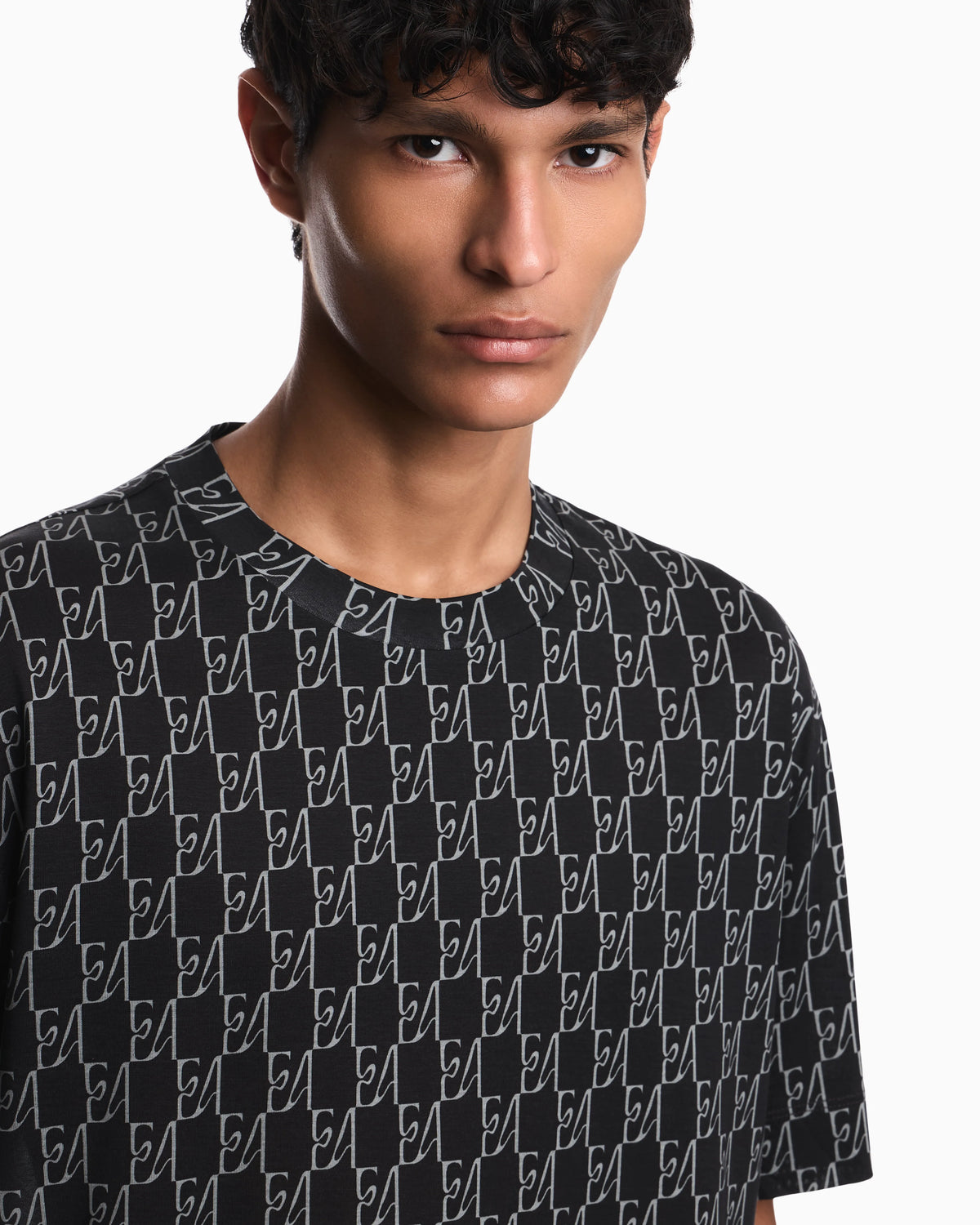 Jersey T-shirt in lyocell blend with all-over logo print