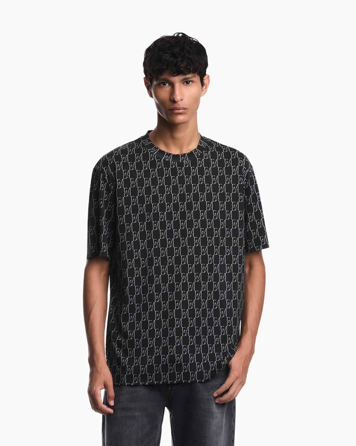 Jersey T-shirt in lyocell blend with all-over logo print