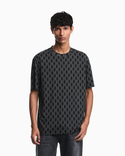 Jersey T-shirt in lyocell blend with all-over logo print