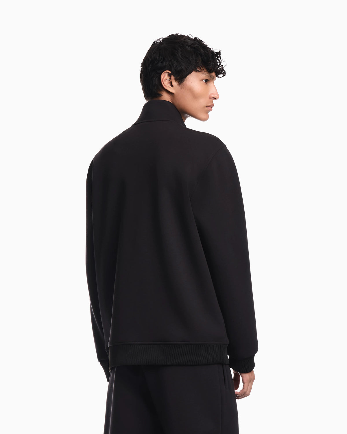 Full-zip sweatshirt in modal jersey with logo plaque