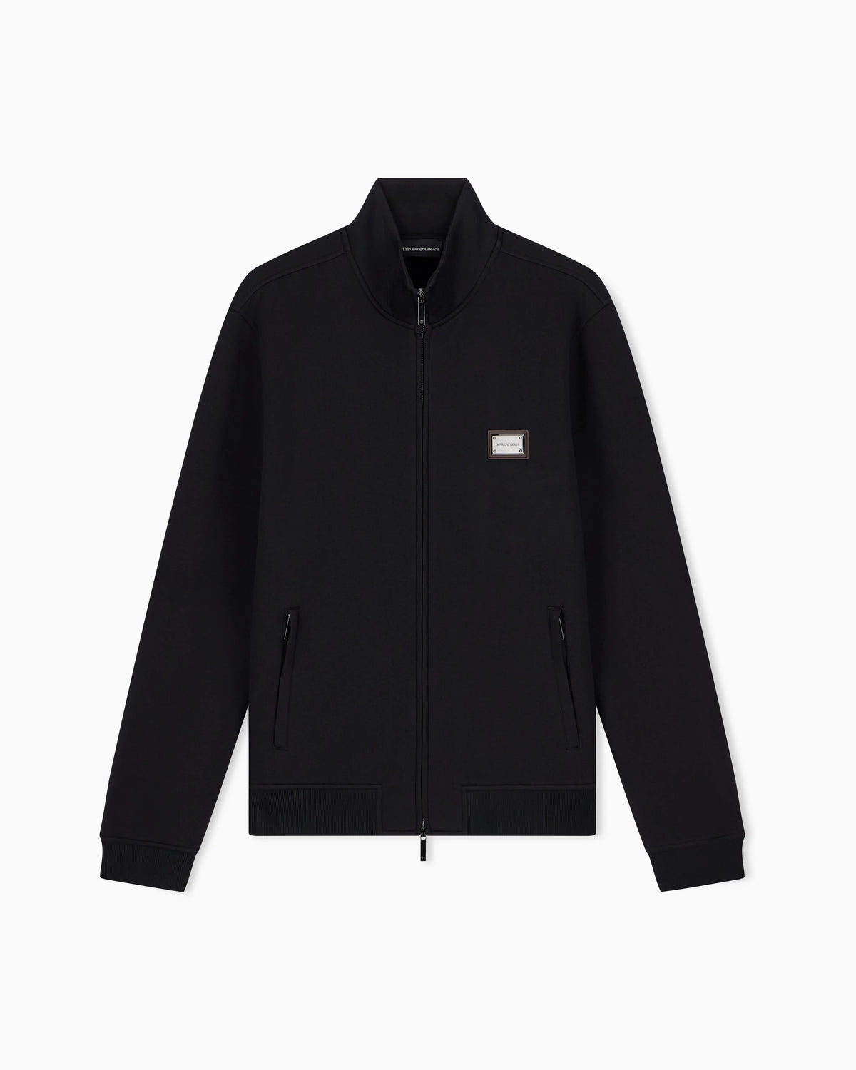 Full-zip sweatshirt in modal jersey with logo plaque