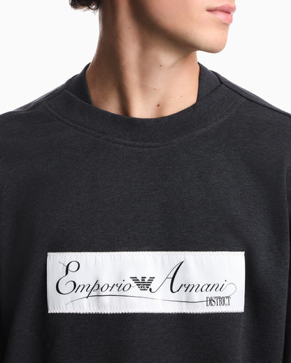 French terry jersey sweatshirt with emporio armani district patch