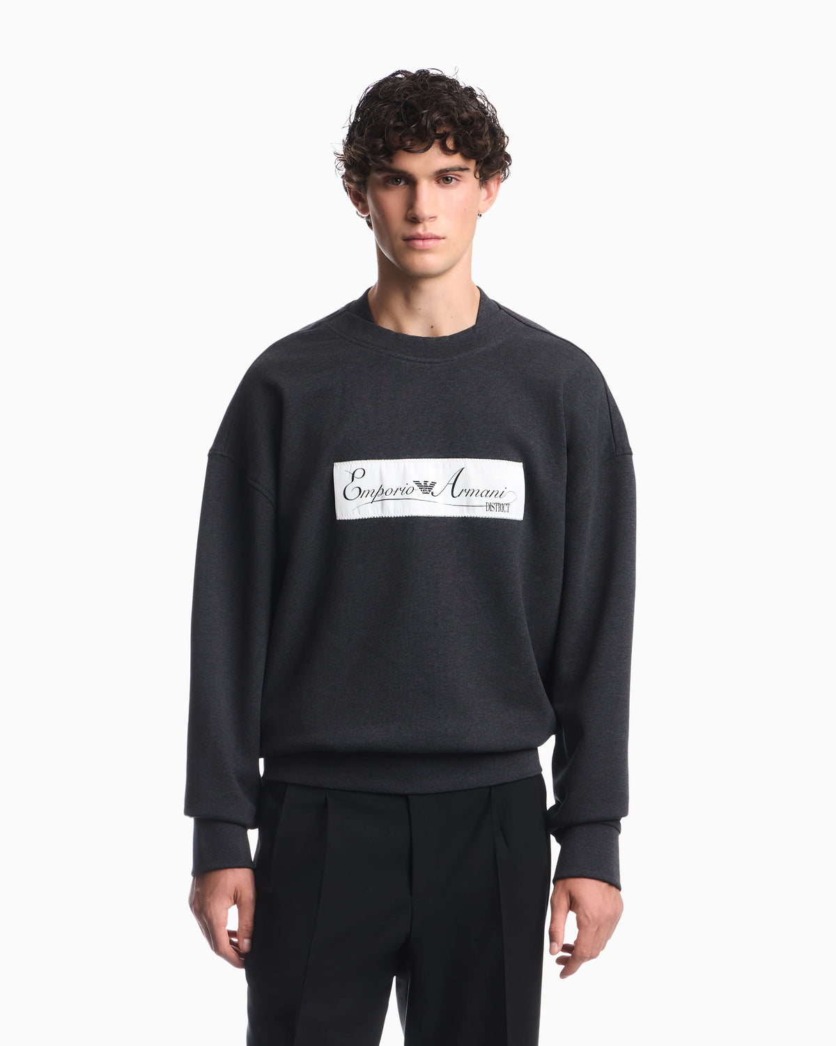 French terry jersey sweatshirt with emporio armani district patch