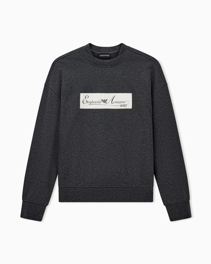 French terry jersey sweatshirt with emporio armani district patch